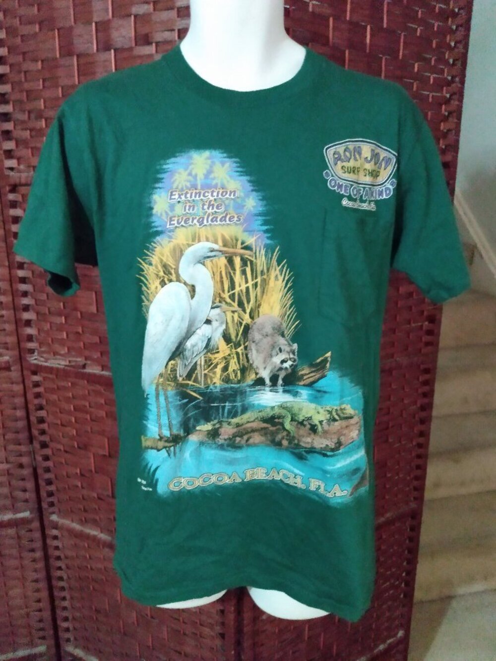 Vintage 90s Ron Jon Surf Shop T shirt Extinction In The Everglades Wild Life LRG